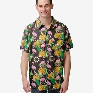 NHL BOSTON BRUINS Tropical Hawaiian Floral Button Up Shirt Size Small